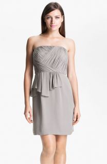 Donna Morgan Ruched Asymmetrical Peplum Chiffon Dress