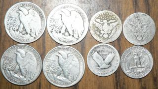 Liberty Walking 90% Silver Half Dollars   1918, 1918 S, 1944, 1945 S