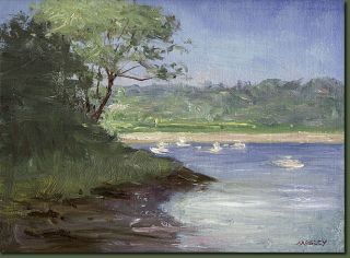 morning in cold spring harbor park 12 x 16 oil on linen on panel