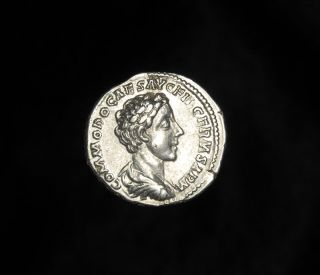 Ancient Roman Silver Denarius Hilaritas Coin of Emperor Commodus