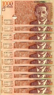 COLOMBIA 1000 Pesos 2009 P New UNC lot 10 pcs