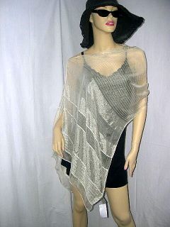 Coll XIIX Sequined Metallic Ivory Wrap Poncho NWT$40