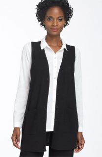 Eileen Fisher V Neck Long Wool Vest