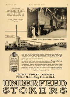  Detroit Stoker Underfeed Coal NW Paper Cloquet   ORIGINAL ADVERTISING