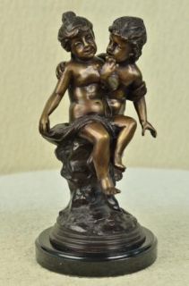 Colonial Era Game Children by Moreau Bronze Statue Sculpture Figurine