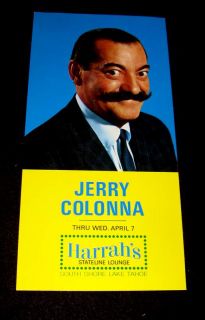 JERRY COLONNA 1960s HARRAHS SOUVENIR POSTCARD