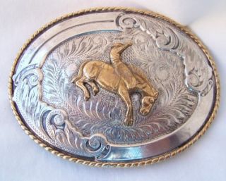 Old Comstock Sterling Silver Engraveable Bare Back Bronc Rodeo Belt