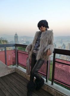 Trendy Grey Color Faux Fur Long Hair Winter Coat Jacket
