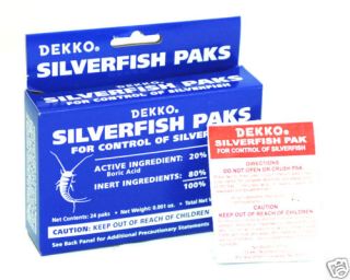 Dekko Silverfish Paks 4 Boxes of 24 Natural Boric Acid