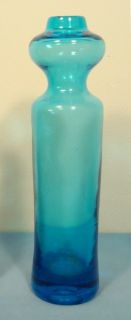  Vintage Greenwich Flint Craft Blue Art Glass Vase Tom Connally