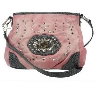 KathyVanZeeland Convertible Crossbody Bag with Stud and Jewel Accents 