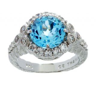 Judith Ripka Sterling 2.70 ct Round Blue Topaz & Diamonique Ring