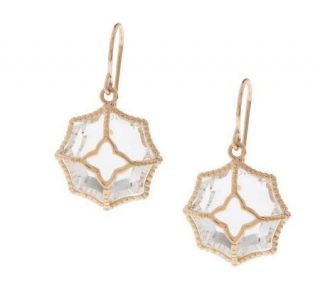 13.0 ct tw Carved Flower Design Gemstone Dangle Earrings, 18K