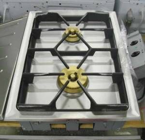 New Gaggenau 2 Burner Gas Cooktop with Cover Brushed Stainless Steel