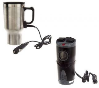 Mobile Power 200W Combo Pack w/ Cup Holder Power Inverter & Heated Mug 