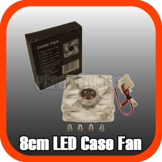 80mm 4 White LEDs LED Case Fan PC High Speed Low Noise