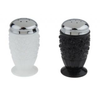 Fenton ArtGlass Black and White Salt and Pepper Shakers —