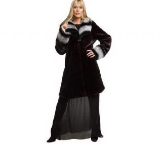 Luxe Rachel Zoe 3/4 Length Faux Fur Coat with Shawl Collar —