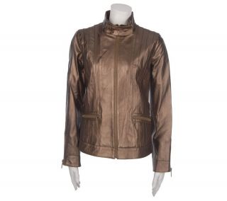 Bradley by Bradley Bayou Metallic Leather Jacket —