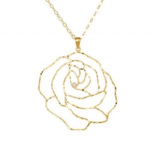 Open Rose Pendant w/18 Chain 14K Gold —