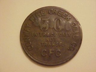 CONWAY FIRE CREEK COAL CO. TEELS TRADE TOKEN. TEELS COUNTERSTAMPED ON