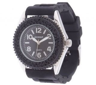 Gossip Sophisticated Crystal & Silicone Strap Watch —