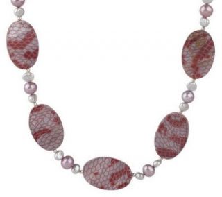 Lee Sands Python Print Disc & Cultured Pearl 20 Necklace —