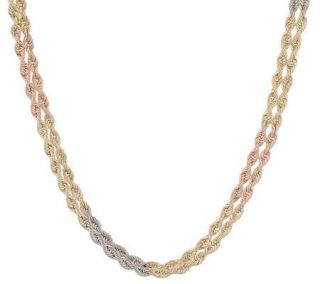 18 Tri color Heart Rope Necklace 14K Gold, 7.2g —