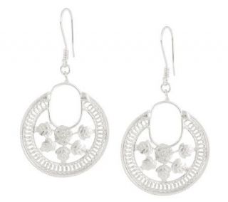 Artisan Crafted Sterling Tambourine Leaf Dangle Earrings —