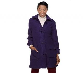 Denim & Co. Microfleece Fully Lined Toggle Coat w/ Removable Hood 