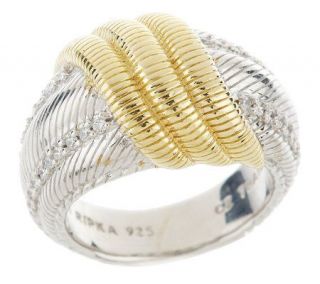 Judith Ripka Sterling & 14K Clad Diamonique Swirl Ring —