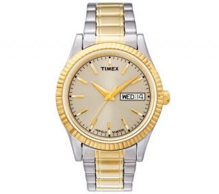 Timex Mens Two Tone Bracelet Watch with Goldtone Dial —