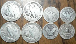Liberty Walking 90% Silver Half Dollars   1920, 1920 S, 1941, 1942 S