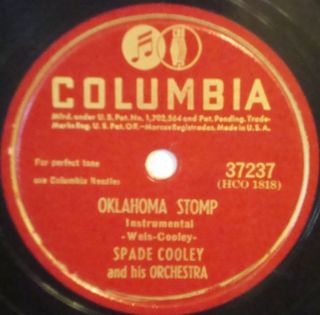 Spade Cooley ORCH Oklahoma Stomp Columbia 78 37327