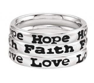 Simply Stacks Sterling Hope, Faith, and Love Ring Set —