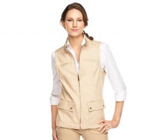 Liz Claiborne New York Zip Front Denim Vest with Pockets   A230522