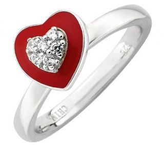 Simply Stacks Sterling Polished Red Epoxy Enamel Heart Ring — 