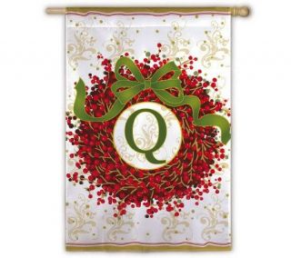 Holiday Monogram Wreath 29 x 43 Flag —
