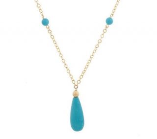 18 Turquoise Drop & Station Necklace 14K Gold —