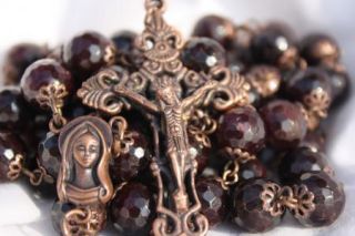  Genuine Garnet Gemstone Rosary Copper handmade in Oklahoma   Catholic