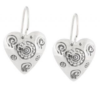 Artisan Crafted Sterling Scroll Design Heart Shaped Domed Earrings