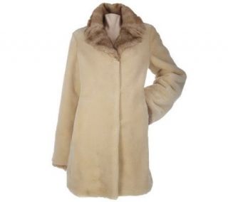 Dennis Basso 3/4 Length Coat w/Faux Mink Collar and Cuffs —