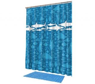 Great White Shower Curtain with C Hook & GuppyMat by Splash — 