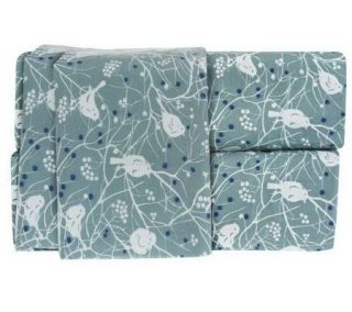 Northern Nights Winter Birds King Flannel Sheet Set —