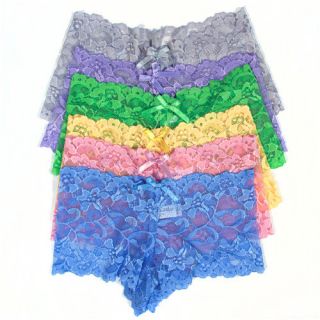 LOT of 6 Womens Floral Lace PANTIES HIPSTER SHEER boyshorts Underwear
