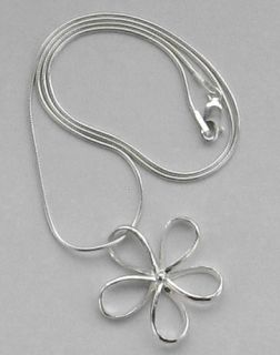 Contemporary Flower Pendant Necklace Sterling Silver