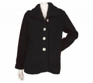 Boyne Valley Button Front Jacket with Boucle Collar —