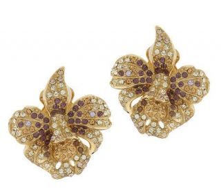 Joan Rivers Jeweled Flowers Orchid Earrings —