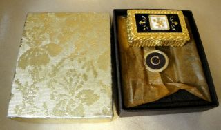 Corday FAME Fleur de Lis Vintage Solid Perfume Compact in Box