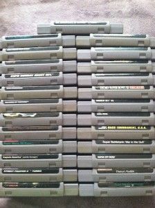 Super Nintendo Game Console System Bundle Lot of 24 Video Games Mario